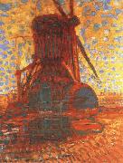Piet Mondrian molen mill the winkel mill in sunlight,1908 painting